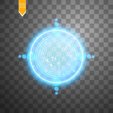 Neon hedef izole yıldırım ile. Oyun arayüzü öğesi. Vektör