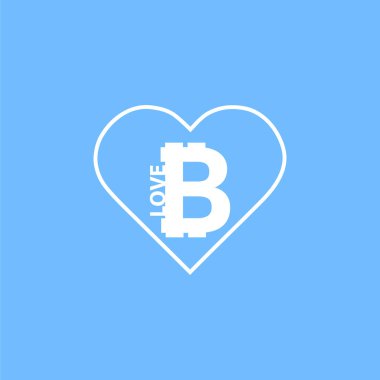 Bitcoin vektör simge seviyorum. Bitcoin işareti simgesi Internet para için. Web projeleri veya mobil uygulamalar kullanılarak kripto para birimi simgesi ve sikke resim. Blockchain güvenli cryptocurrency dayalı.