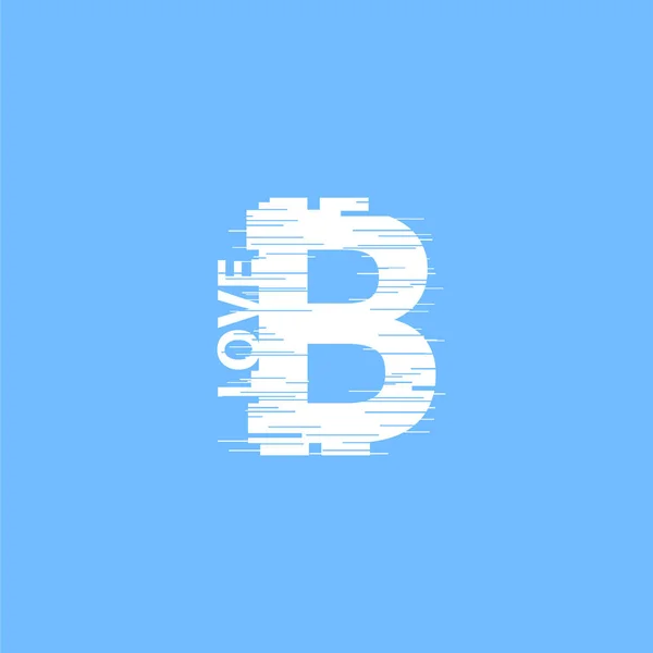 Weißes Bitcoin Zeichen Glitch Stil Auf Blauem Hintergrund Internet Geld — Stockvektor