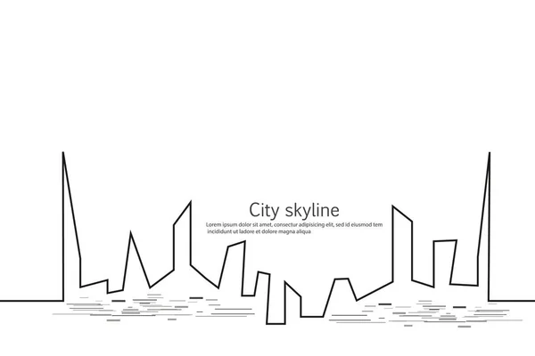 Silueta Ciudad Estilo Plano Paisaje Urbano Moderno Ilustraciones Vectoriales Rascacielos — Vector de stock