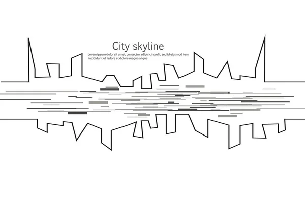 Düz Bir Stil Şehir Silüeti Modern Kentsel Peyzaj Vektörel Çizimler — Stok Vektör