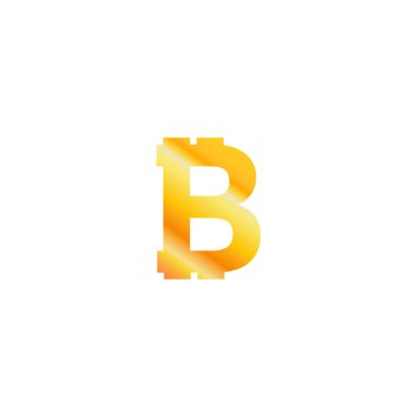 İzole Bitcoin kripto para birimi logo simge btc logo işaretiyle beyaz arka plan üzerinde gradyan altın renkli, vektör çizim.