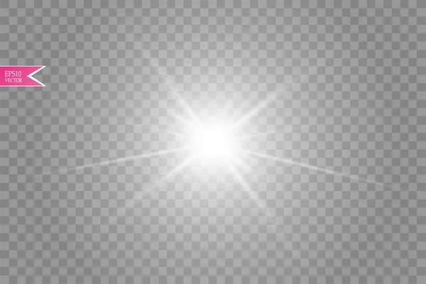 Lens Flare Effekt Isolerad Transparent Bakgrund Gyllene Glöd Ficklampa Illustration — Stock vektor