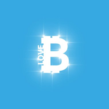 Dijital bitcoins sembolü şeffaf backgraund ışık etkisi ile seviyorum. Vektör