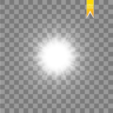 İzole parlama Beyaz şeffaf ışık efekti kümesi, lens flare, patlama, glitter, çizgi, Güneş flash, kıvılcım ve yıldız. Soyut özel efekt öğesi tasarım.