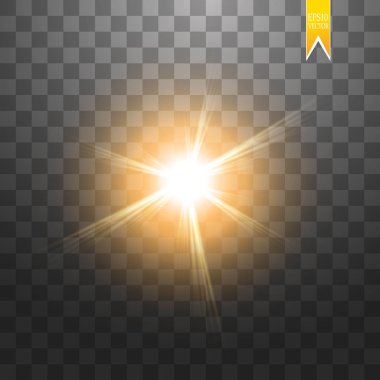 Saydam arka plan üzerinde izole güneş. Vektör çizim.