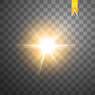 Saydam arka plan üzerinde izole güneş. Vektör çizim.