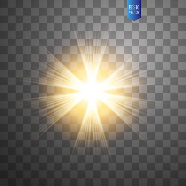 Saydam arka plan üzerinde izole güneş. Vektör çizim.