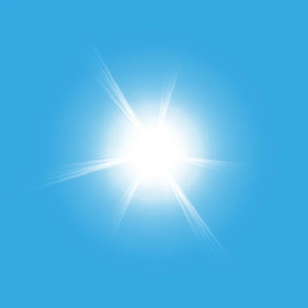 Slunce Izolované Modrém Pozadí Vektorové Ilustrace — Stockový vektor