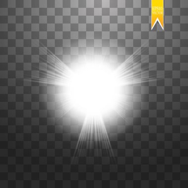 Saydam arka plan üzerinde izole güneş. Vektör çizim