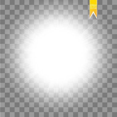 Saydam arka plan üzerinde izole güneş. Vektör çizim