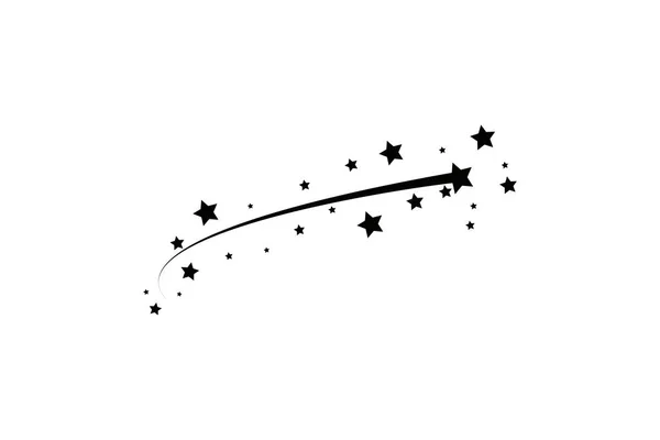 Astratto Stella cadente - Stella cadente nera con elegante Star Trail su sfondo bianco - Meteoroide, Cometa, Asteroide, Stelle — Vettoriale Stock