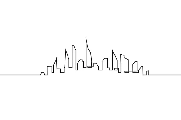 Silhouette della città in stile piatto. Moderno paesaggio urbano. Illustrazioni vettoriali. grattacieli della città edificio orizzontale. disegno linea continua — Vettoriale Stock