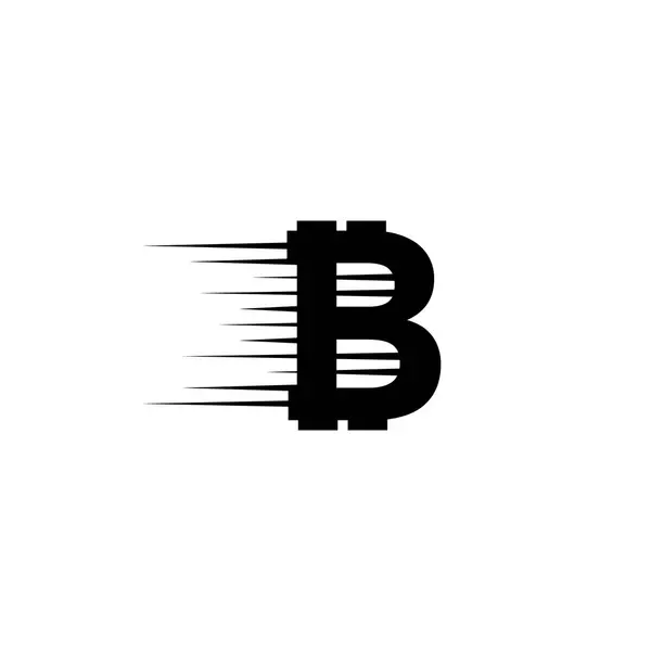 Bitcoin-Coin mit schnellen Bewegungslinien — Stockvektor