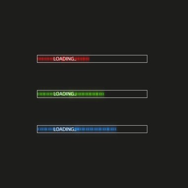 İşlem çubuğu ışıklandırmayla yükleniyor. Teknoloji kavramı. Vektör illüstrasyonu