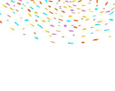 Beyaz arka plan üzerinde izole renkli parlak konfeti. Festival vektör çizim