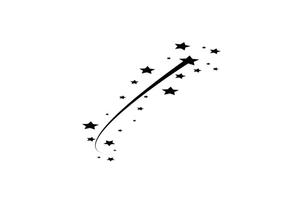 Abstrakter Sternschnuppenstrom - schwarze Sternschnuppe mit eleganter Sternspur auf weißem Hintergrund - Meteoroid, Komet, Asteroid, Sterne — Stockvektor