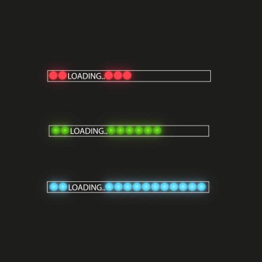 İşlem çubuğu ışıklandırmayla yükleniyor. Teknoloji kavramı. Vektör illüstrasyonu