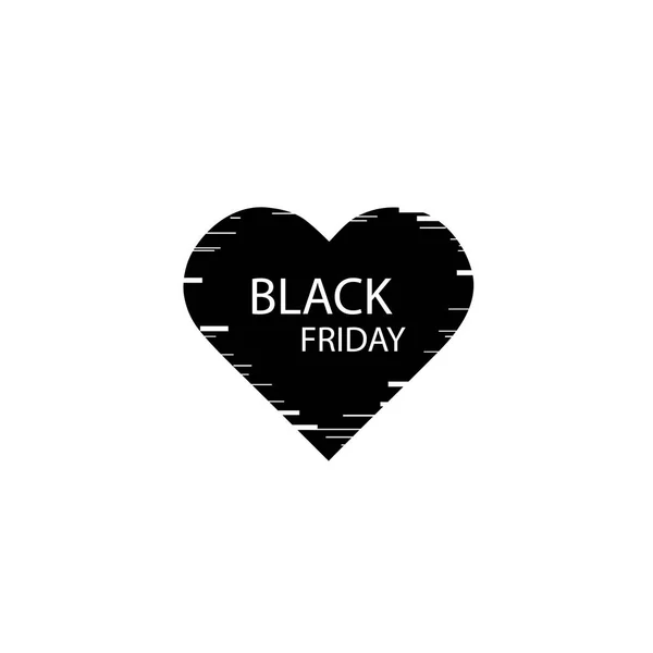 Illustration d'une icône de coeur d'art linéaire isolé avec le texte BLACK FRIDAY et glitch — Image vectorielle