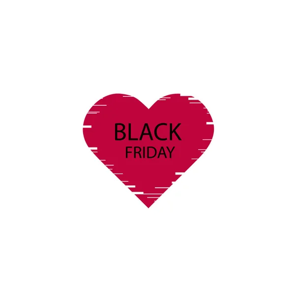 Ilustración de un icono aislado del corazón de arte de línea con el texto BLACK FRIDAY y glitch — Vector de stock