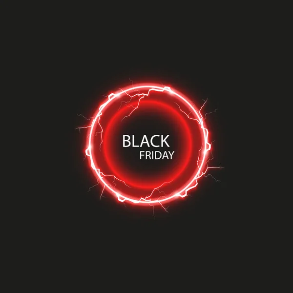 Banner de venta de viernes negro con fondo abstracto redondo brillante — Vector de stock