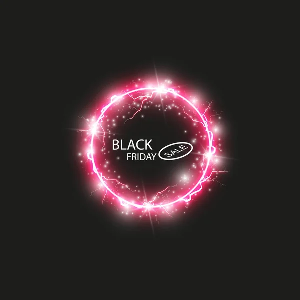 Banner de venta de viernes negro con fondo abstracto redondo brillante — Vector de stock