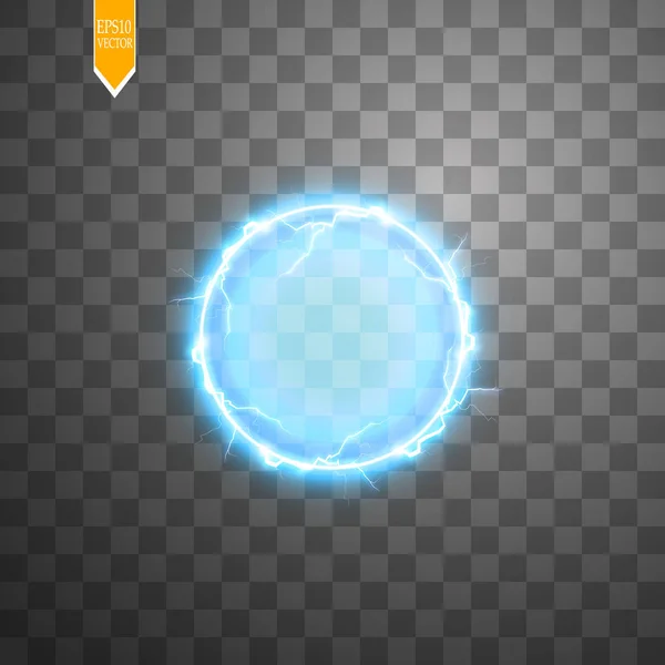 電気ボール雷の透明な光の効果。魔法のプラズマ ボール — ストックベクタ