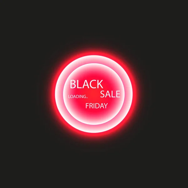 Black Friday försäljning affisch eller banner. Glödande färgglada cirkel med rött ljus effekt på svart abstrakt bakgrund. Designmall för shopping — Stock vektor