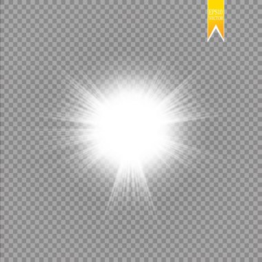 Saydam arka plan üzerinde izole güneş. Vektör çizim