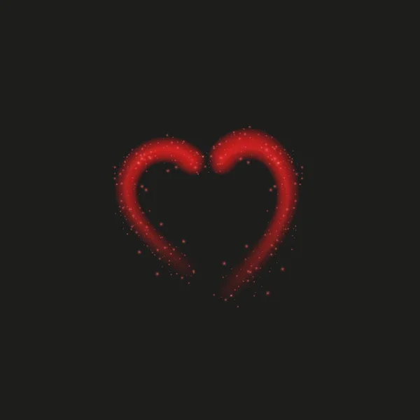 Bright neon heart. Heart sign on dark transparent background. Neon glow effect. Vector — Stock Vector
