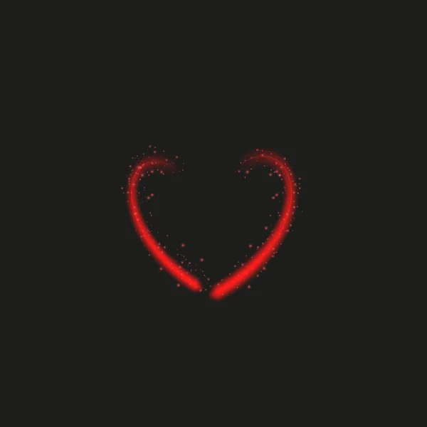 Jasne neonowe serce. Znak serca na ciemnym przezroczystym tle. Neonowy efekt świecenia. Wektor — Wektor stockowy
