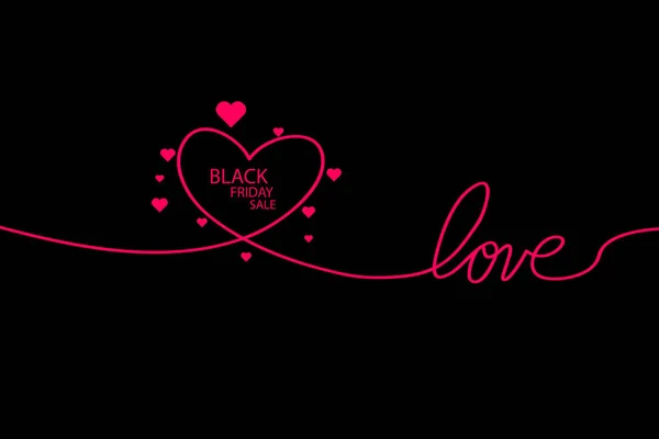 Illustration d'une icône de coeur d'art linéaire isolé avec le texte BLACK FRIDAY — Image vectorielle