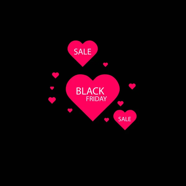 Ilustración de un icono aislado del corazón con el texto BLACK FRIDAY — Vector de stock