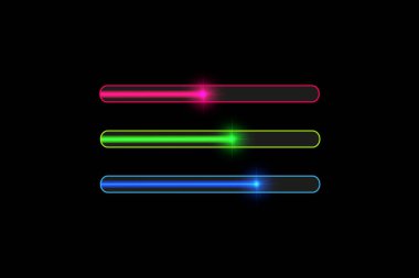 İşlem çubuğu ışıklandırmayla yükleniyor. Teknoloji kavramı. Vektör illüstrasyonu