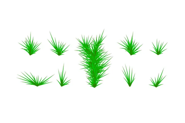 Conjunto de hierba verde. Fondo blanco de hierba verde. Ilustración vectorial — Archivo Imágenes Vectoriales