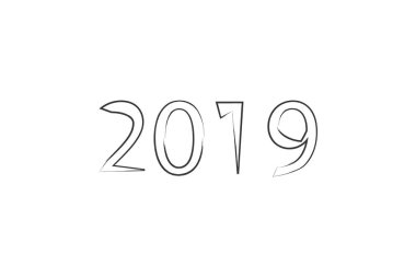 Kuru Fırça doku efekti. 2019 rakamı el yazı. Yeni Yılınız Kutlu Olsun. Mutlu Noeller. Mezuniyet. Vektör çizim