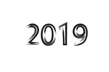 Kuru Fırça doku efekti. 2019 rakamı el yazı. Yeni Yılınız Kutlu Olsun. Mutlu Noeller. Mezuniyet. Vektör çizim