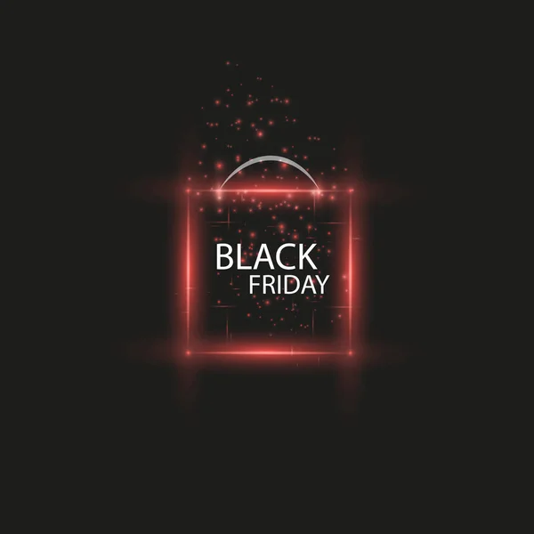 Magic box for sale on a black Friday. Flying light particles and dust on a dark background. Special offer. Super sale. Vector illustration. Progress loading bar — Stock Vector