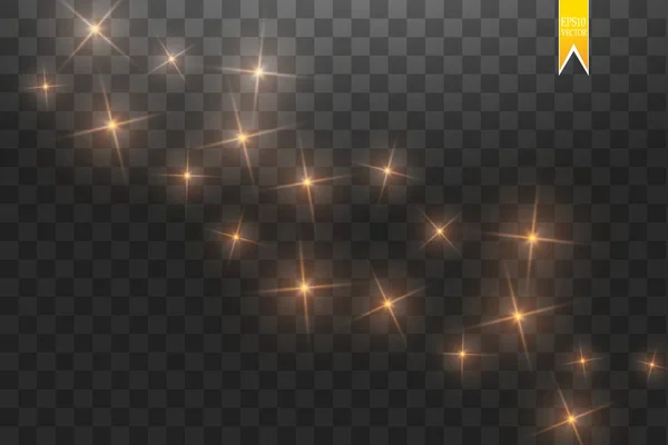 Zlata Hvězdný prach stezka šumivé částice izolované na průhledné pozadí. Vektorové ilustrace vlny zlatá glitter. — Stockový vektor