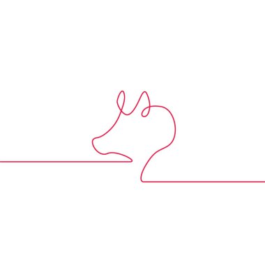 Bir satır tasarım domuz silüeti. Minimalist tarzı vektör çizim. Düz stil.