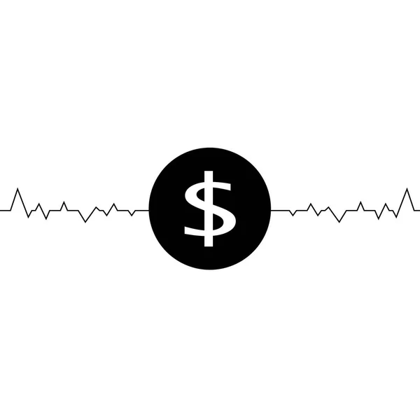 Ilustración vectorial de dólar dibujo de una línea, minimalismo arte. Fluctuación en el tipo de cambio del dólar ilustración . — Vector de stock