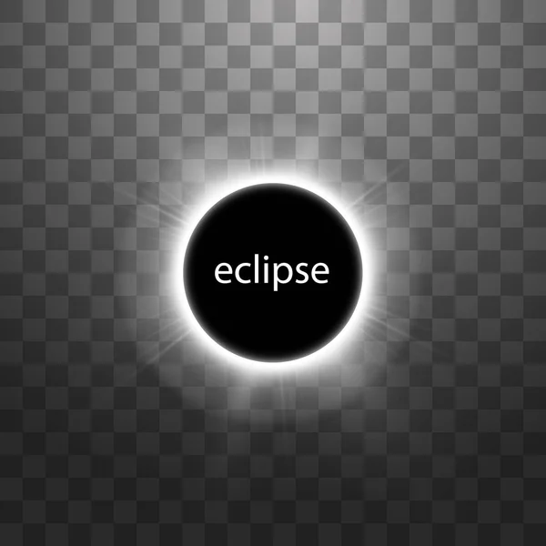 Total solar eclipse vector illustration on transparent background. Full moon shadow sun eclipse with corona vector illustration