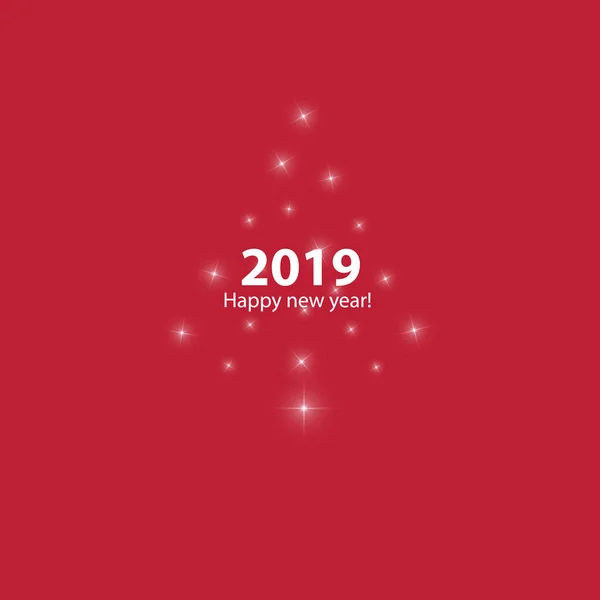 Árbol de Navidad de fondo vector de luz. Tarjeta de felicitación o invitación. Feliz Navidad y Año Nuevo 2019 tipográfico sobre fondo de días festivos — Vector de stock