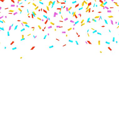 Beyaz arka plan üzerinde izole renkli parlak konfeti. Festival vektör çizim