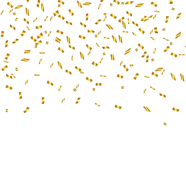 金色の紙吹雪が分離します。お祭りの背景。ベクトルの図。ゴールド カラーの落下の光沢のある紙吹雪光る。新年、誕生日、バレンタインデー デザイン要素。休日の背景 — ストックベクタ