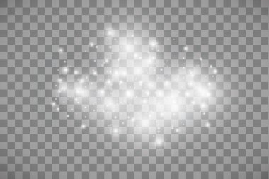 Parlama ışık efekti. Işıltılı toz bulutu. Vektör çizim. Noel