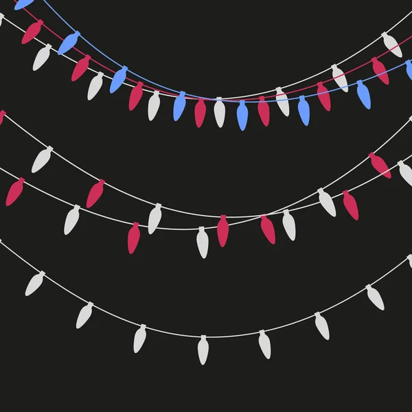 Christmas lights kaars-vormige garland. Vector platte Xmas garland. Feestelijke slingers set — Stockvector