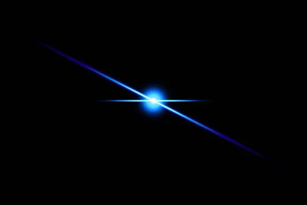 Alakzat, egysoros, fénysugár, reflektorfény, csillag. Kék neon vonalak elszigetelt fekete átlátszó háttér fény hatás. Vektoros illusztráció — Stock Vector