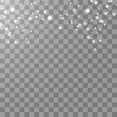 Vektör şeffaf arka plan bulanık bokeh ile izole düşen kar etkisi.