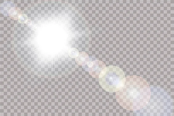 Vector transparent sunlight special lens flare light effect. Sun isolated on transparent background